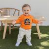 imageKuriozud Toddler Baby Boy Girl Football Outfit Pullover Sweatshirt Long Sleeve Crewneck Shirt Top Fall Winter ClothesDog Orange