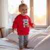 imageKuriozud Toddler Baby Boy Girl Football Outfit Pullover Sweatshirt Long Sleeve Crewneck Shirt Top Fall Winter ClothesDog Red