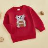 imageKuriozud Toddler Baby Boy Girl Football Outfit Pullover Sweatshirt Long Sleeve Crewneck Shirt Top Fall Winter ClothesDog Red