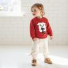 imageKuriozud Toddler Baby Boy Girl Football Outfit Pullover Sweatshirt Long Sleeve Crewneck Shirt Top Fall Winter ClothesDog Red B