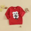 imageKuriozud Toddler Baby Boy Girl Football Outfit Pullover Sweatshirt Long Sleeve Crewneck Shirt Top Fall Winter ClothesDog Red B
