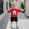 imageKuriozud Toddler Baby Boy Girl Football Outfit Pullover Sweatshirt Long Sleeve Crewneck Shirt Top Fall Winter ClothesDog Red B