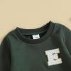 imageKuriozud Toddler Baby Boy Girl Football Outfit Pullover Sweatshirt Long Sleeve Crewneck Shirt Top Fall Winter ClothesE Green