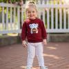 imageKuriozud Toddler Baby Boy Girl Football Outfit Pullover Sweatshirt Long Sleeve Crewneck Shirt Top Fall Winter ClothesElephant Wine Red