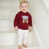 imageKuriozud Toddler Baby Boy Girl Football Outfit Pullover Sweatshirt Long Sleeve Crewneck Shirt Top Fall Winter ClothesElephant Wine Red