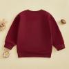 imageKuriozud Toddler Baby Boy Girl Football Outfit Pullover Sweatshirt Long Sleeve Crewneck Shirt Top Fall Winter ClothesElephant Wine Red