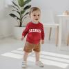 imageKuriozud Toddler Baby Boy Girl Football Outfit Pullover Sweatshirt Long Sleeve Crewneck Shirt Top Fall Winter ClothesGeorgia Red