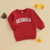 imageKuriozud Toddler Baby Boy Girl Football Outfit Pullover Sweatshirt Long Sleeve Crewneck Shirt Top Fall Winter ClothesGeorgia Red