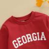 imageKuriozud Toddler Baby Boy Girl Football Outfit Pullover Sweatshirt Long Sleeve Crewneck Shirt Top Fall Winter ClothesGeorgia Red