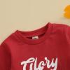 imageKuriozud Toddler Baby Boy Girl Football Outfit Pullover Sweatshirt Long Sleeve Crewneck Shirt Top Fall Winter ClothesGlory Glory Red