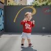 imageKuriozud Toddler Baby Boy Girl Football Outfit Pullover Sweatshirt Long Sleeve Crewneck Shirt Top Fall Winter ClothesGlory Glory Red