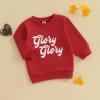 imageKuriozud Toddler Baby Boy Girl Football Outfit Pullover Sweatshirt Long Sleeve Crewneck Shirt Top Fall Winter ClothesGlory Glory Red