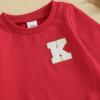 imageKuriozud Toddler Baby Boy Girl Football Outfit Pullover Sweatshirt Long Sleeve Crewneck Shirt Top Fall Winter ClothesK Red