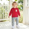imageKuriozud Toddler Baby Boy Girl Football Outfit Pullover Sweatshirt Long Sleeve Crewneck Shirt Top Fall Winter ClothesK Red