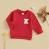 imageKuriozud Toddler Baby Boy Girl Football Outfit Pullover Sweatshirt Long Sleeve Crewneck Shirt Top Fall Winter ClothesK Red