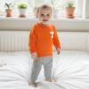 imageKuriozud Toddler Baby Boy Girl Football Outfit Pullover Sweatshirt Long Sleeve Crewneck Shirt Top Fall Winter ClothesT Orange
