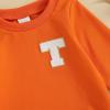 imageKuriozud Toddler Baby Boy Girl Football Outfit Pullover Sweatshirt Long Sleeve Crewneck Shirt Top Fall Winter ClothesT Orange