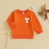 imageKuriozud Toddler Baby Boy Girl Football Outfit Pullover Sweatshirt Long Sleeve Crewneck Shirt Top Fall Winter ClothesT Orange
