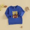 imageKuriozud Toddler Baby Boy Girl Football Outfit Pullover Sweatshirt Long Sleeve Crewneck Shirt Top Fall Winter ClothesWildcat Blue