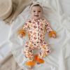 imageKuriozud Toddler Girl Halloween Pajamas Pumpkin Silk Satin Sleepwear Little Girls Bow Pjs Baby 2Pcs Halloween Pajama SetBow Orange