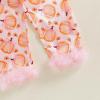 imageKuriozud Toddler Girl Halloween Pajamas Pumpkin Silk Satin Sleepwear Little Girls Bow Pjs Baby 2Pcs Halloween Pajama SetHalloween Pumpkin Pink