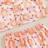 imageKuriozud Toddler Girl Halloween Pajamas Pumpkin Silk Satin Sleepwear Little Girls Bow Pjs Baby 2Pcs Halloween Pajama SetHalloween Pumpkin Pink