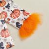 imageKuriozud Toddler Girl Halloween Pajamas Pumpkin Silk Satin Sleepwear Little Girls Bow Pjs Baby 2Pcs Halloween Pajama SetPumpkin Print Orange