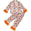 imageKuriozud Toddler Girl Halloween Pajamas Pumpkin Silk Satin Sleepwear Little Girls Bow Pjs Baby 2Pcs Halloween Pajama SetPumpkin Print Orange