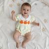 imageKuriozud Halloween Baby Clothes Newborn Ghost Embroidered Bubble Romper Short Sleeve Smocked Bodysuit First Halloween OutfitPumpkin Embroidery Green