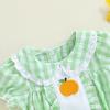 imageKuriozud Halloween Baby Clothes Newborn Ghost Embroidered Bubble Romper Short Sleeve Smocked Bodysuit First Halloween OutfitPumpkin Plaid Green
