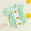 imageKuriozud Halloween Baby Clothes Newborn Ghost Embroidered Bubble Romper Short Sleeve Smocked Bodysuit First Halloween OutfitPumpkin Plaid Green