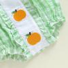 imageKuriozud Halloween Baby Clothes Newborn Ghost Embroidered Bubble Romper Short Sleeve Smocked Bodysuit First Halloween OutfitPumpkin Plaid Green