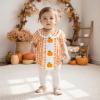 imageKuriozud Halloween Baby Clothes Newborn Ghost Embroidered Bubble Romper Short Sleeve Smocked Bodysuit First Halloween OutfitPumpkin Plaid Orange