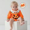 imageKuriozud Halloween Baby Clothes Newborn PumpkinTurkry Smocked Bubble Romper Velvet Onesie Cute Baby Girl Fall Winter ClothesHalloween Pumpkin Orange