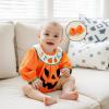 imageKuriozud Halloween Baby Clothes Newborn PumpkinTurkry Smocked Bubble Romper Velvet Onesie Cute Baby Girl Fall Winter ClothesHalloween Pumpkin Orange