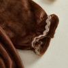 imageKuriozud Halloween Baby Clothes Newborn PumpkinTurkry Smocked Bubble Romper Velvet Onesie Cute Baby Girl Fall Winter ClothesTurkey Brown