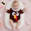 imageKuriozud Halloween Baby Clothes Newborn PumpkinTurkry Smocked Bubble Romper Velvet Onesie Cute Baby Girl Fall Winter ClothesTurkey Brown