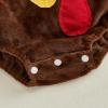 imageKuriozud Halloween Baby Clothes Newborn PumpkinTurkry Smocked Bubble Romper Velvet Onesie Cute Baby Girl Fall Winter ClothesTurkey Brown