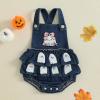 imageKuriozud Halloween Baby Girl Outfit Denim Jeans Romper PumpkinGhost Onesie Overall Bodysuit Infant First Halloween ClothesBoo