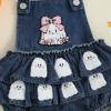 imageKuriozud Halloween Baby Girl Outfit Denim Jeans Romper PumpkinGhost Onesie Overall Bodysuit Infant First Halloween ClothesBoo