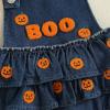imageKuriozud Halloween Baby Girl Outfit Denim Jeans Romper PumpkinGhost Onesie Overall Bodysuit Infant First Halloween ClothesPumpkin