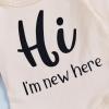 imageKuriozud Im New Here Newborn Outfit Girl Letter Romper Ruffle Tutu Bloomers Shorts Set Baby Girl Preemie Coming Home OutfitBeige