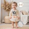 imageKuriozud Im New Here Newborn Outfit Girl Letter Romper Ruffle Tutu Bloomers Shorts Set Baby Girl Preemie Coming Home OutfitBeige