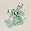 imageKuriozud Im New Here Newborn Outfit Girl Letter Romper Ruffle Tutu Bloomers Shorts Set Baby Girl Preemie Coming Home OutfitGreen