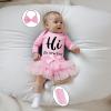 imageKuriozud Im New Here Newborn Outfit Girl Letter Romper Ruffle Tutu Bloomers Shorts Set Baby Girl Preemie Coming Home OutfitPink
