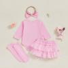 imageKuriozud Im New Here Newborn Outfit Girl Letter Romper Ruffle Tutu Bloomers Shorts Set Baby Girl Preemie Coming Home OutfitPink