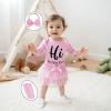 imageKuriozud Im New Here Newborn Outfit Girl Letter Romper Ruffle Tutu Bloomers Shorts Set Baby Girl Preemie Coming Home OutfitPink