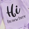 imageKuriozud Im New Here Newborn Outfit Girl Letter Romper Ruffle Tutu Bloomers Shorts Set Baby Girl Preemie Coming Home OutfitPurple