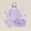 imageKuriozud Im New Here Newborn Outfit Girl Letter Romper Ruffle Tutu Bloomers Shorts Set Baby Girl Preemie Coming Home OutfitPurple