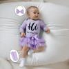 imageKuriozud Im New Here Newborn Outfit Girl Letter Romper Ruffle Tutu Bloomers Shorts Set Baby Girl Preemie Coming Home OutfitPurple